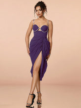 Diamond Chain & Pleats Detailing Bodycon Dress For Cocktail Party